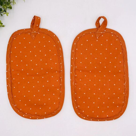 Set of 2 Finger Hotpad Potholders Fall Dahlias Orange, 2 Piece Baking Set - Picture 2 of 5